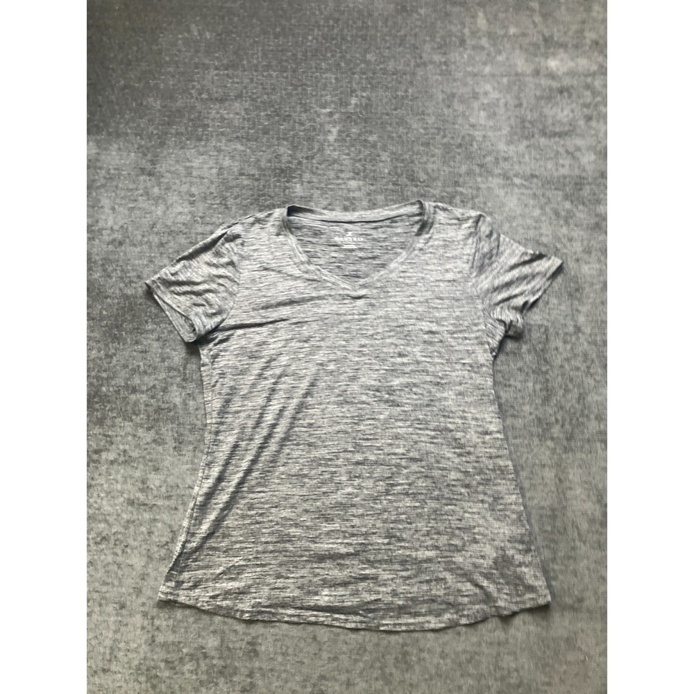 Danskin Essential T Shirt Womens Large Gray Space Dye Performance Classic V Neck